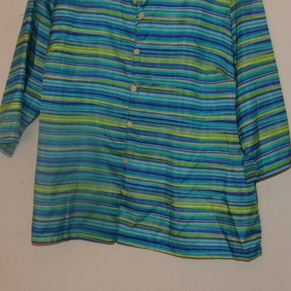 Sag Harbor Woman Blue/Green Stripe Top Sz 22W - Picture 3 of 5